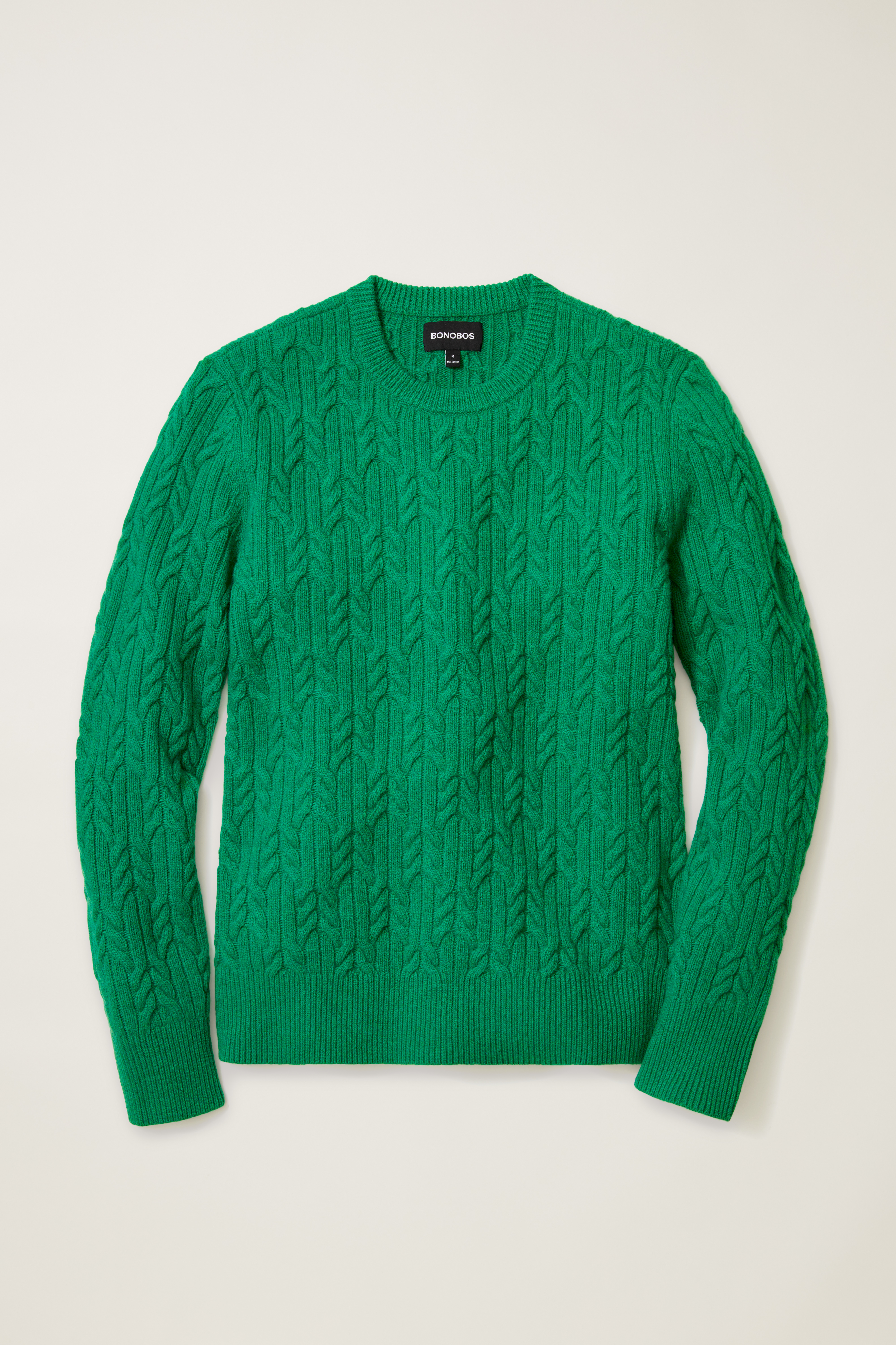 Wool Cable Crew Neck Sweater