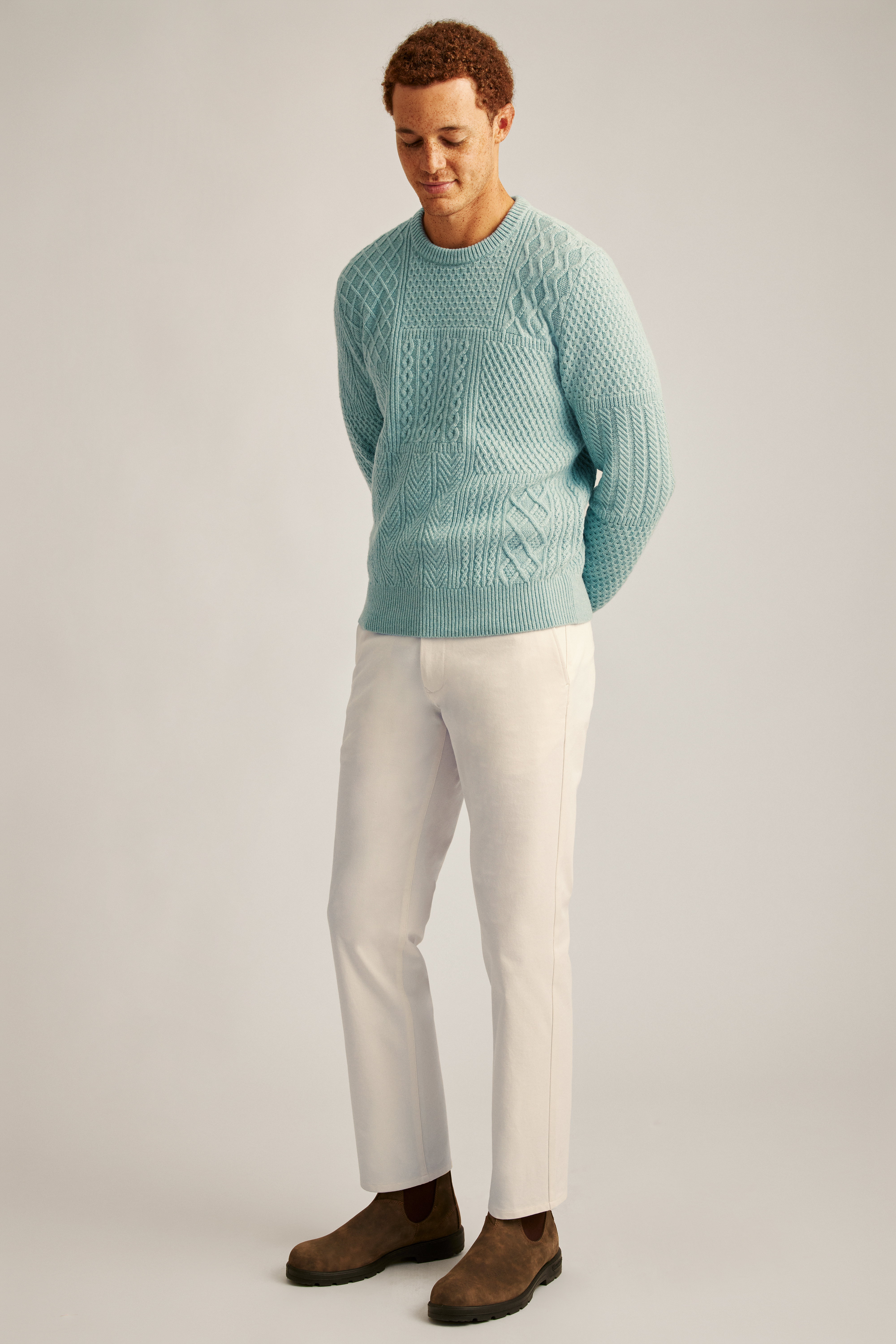 Wool Cable Crew Neck Sweater