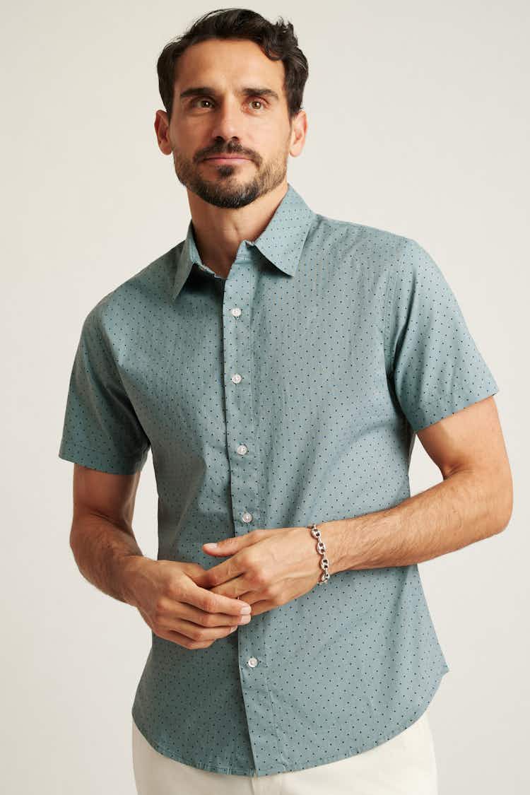 Men's Short-Sleeve Striped Button-Through Shirt, Men's Tops