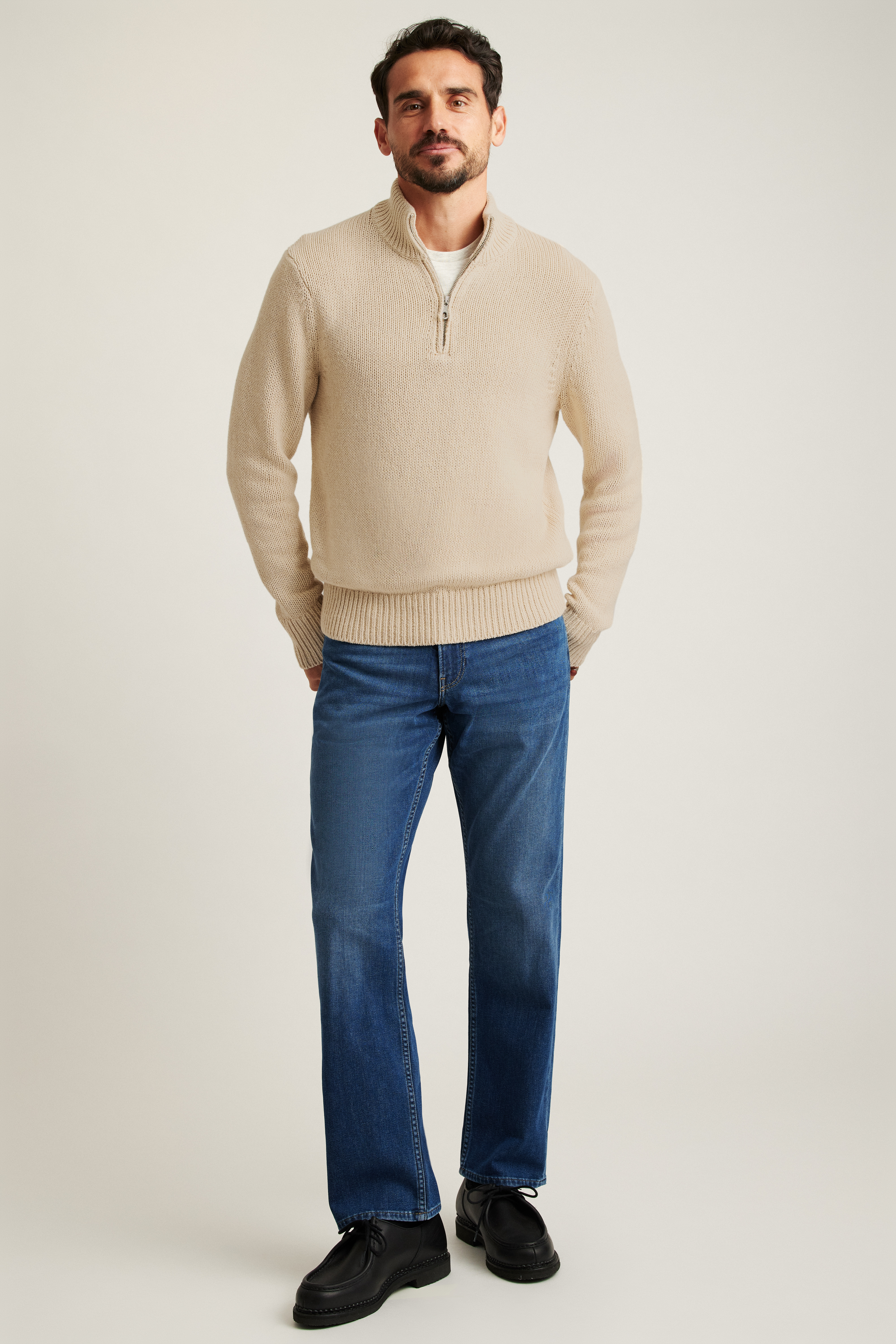 Cotton Linen Half Zip Sweater