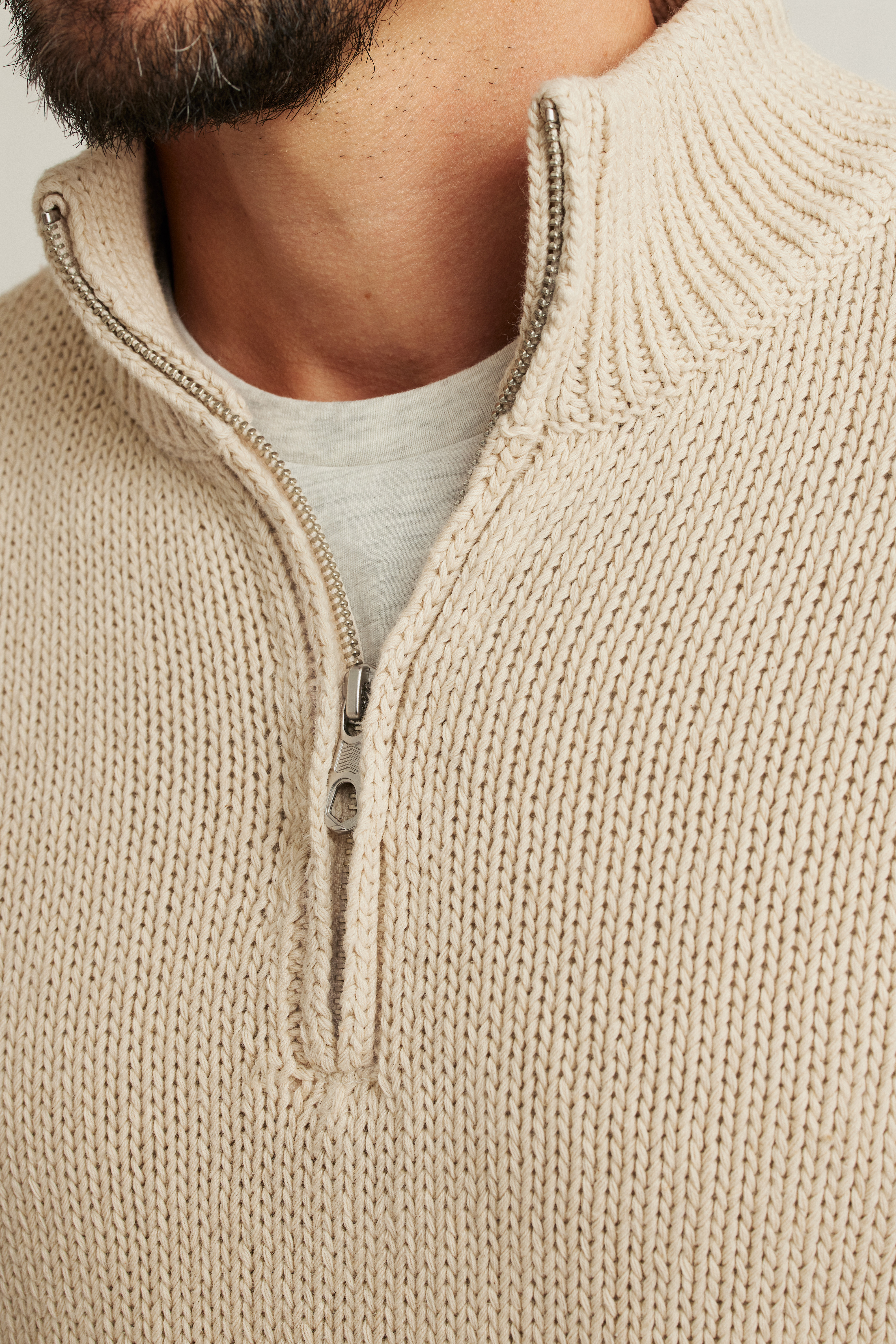 Cotton Linen Half Zip Sweater