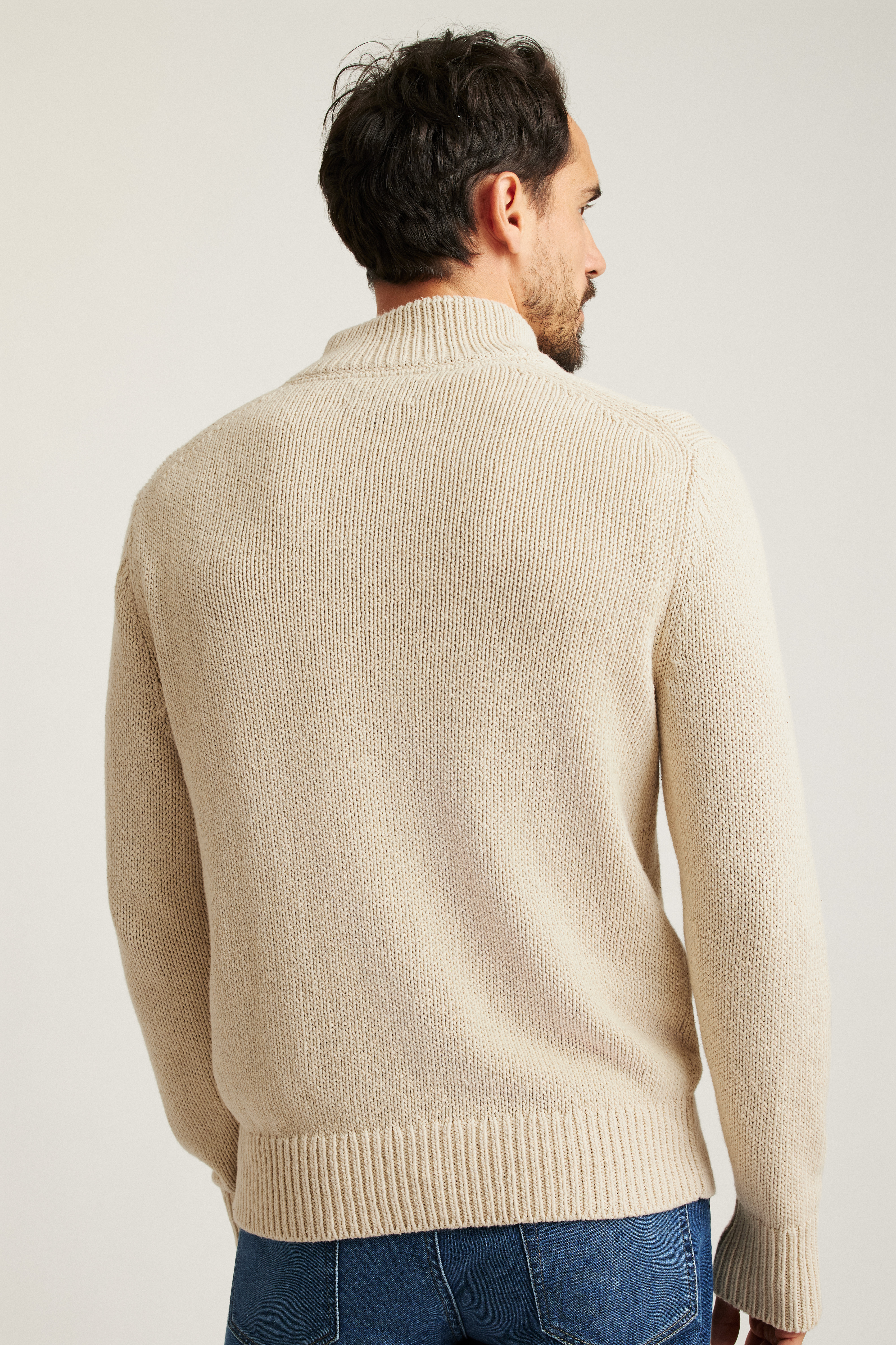 Cotton Linen Half Zip Sweater