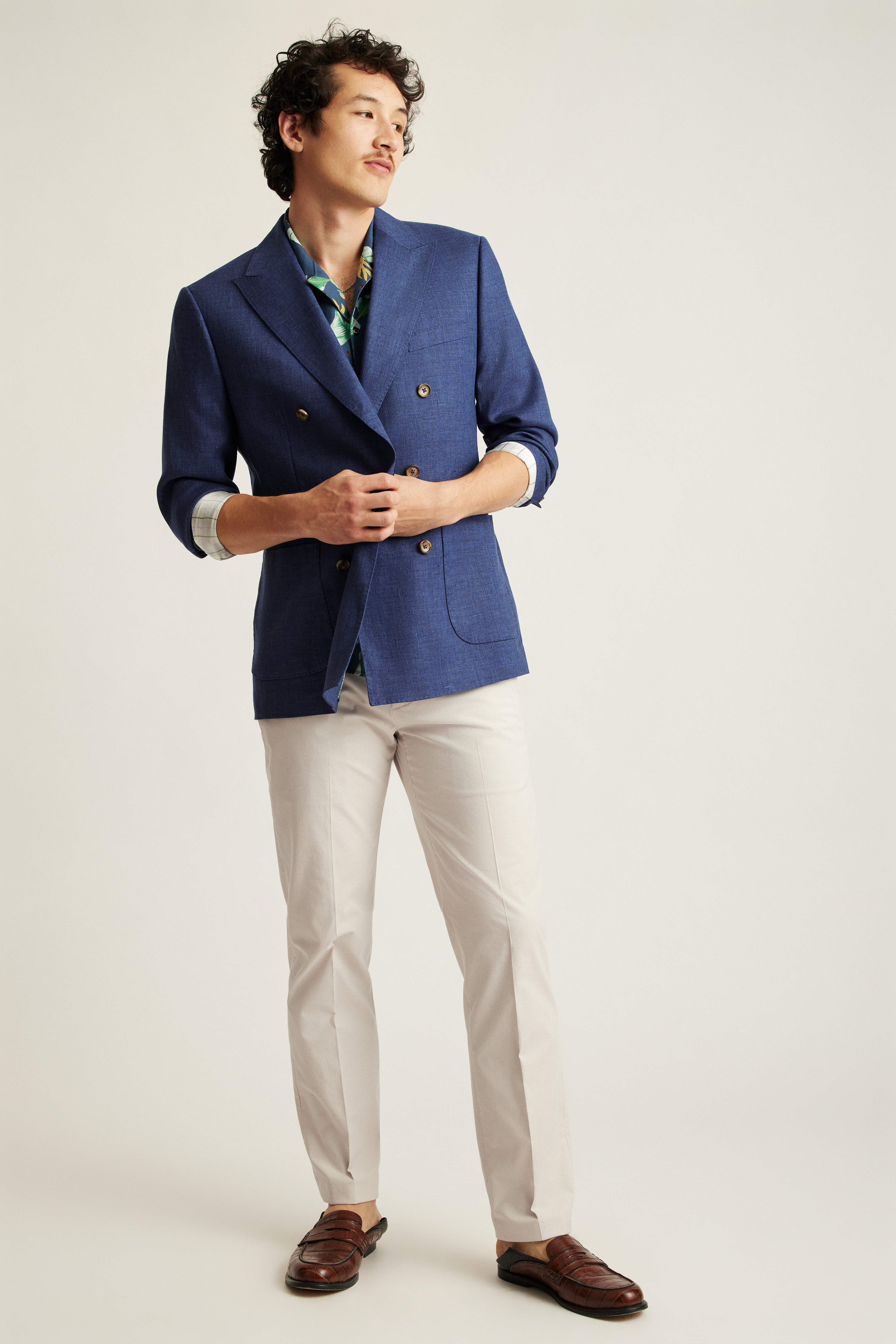 Jetsetter Italian Linen Double Breasted Blazer