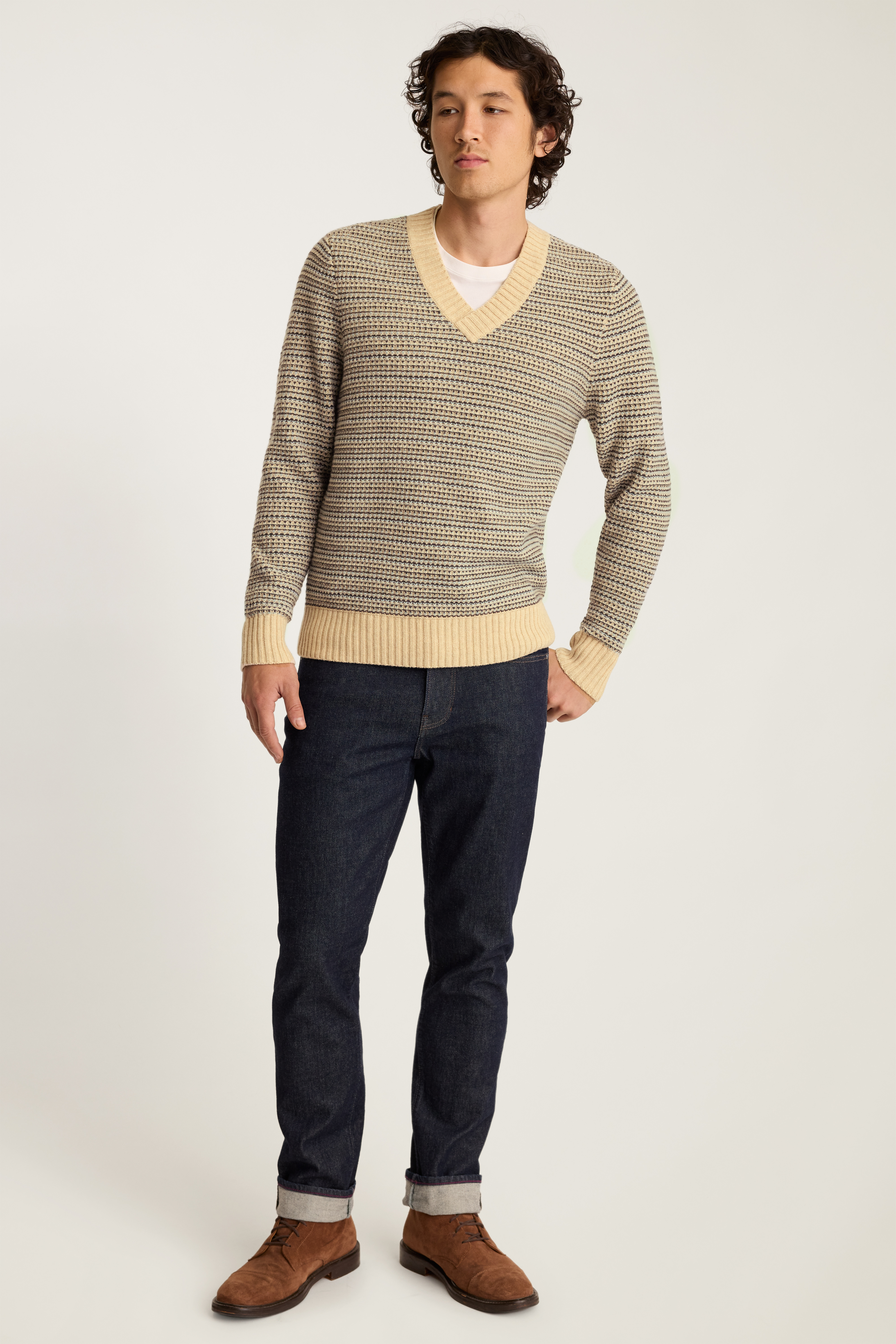 Tricolor V Neck Sweater