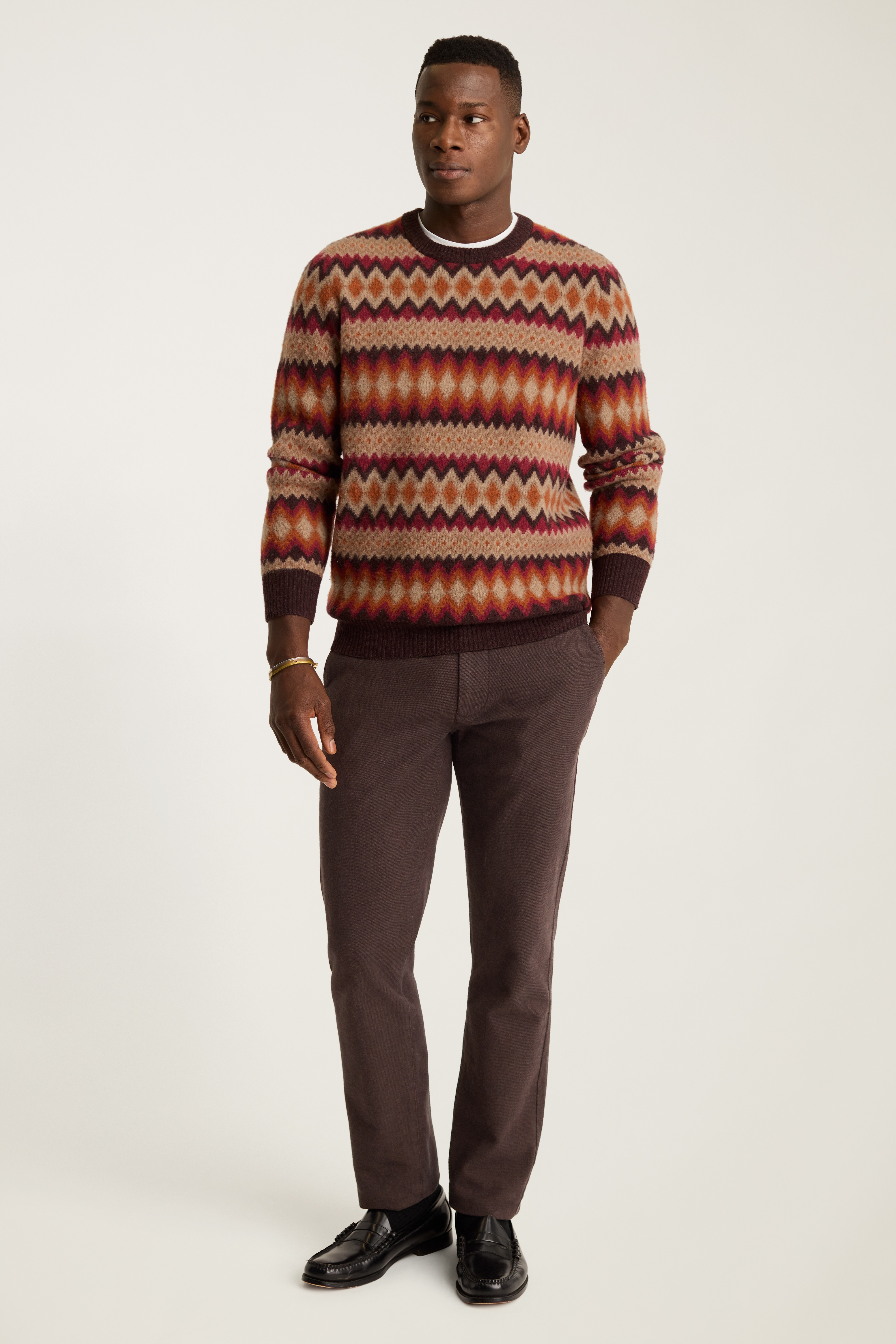 Argyle Fair Isle Crew Neck Sweater