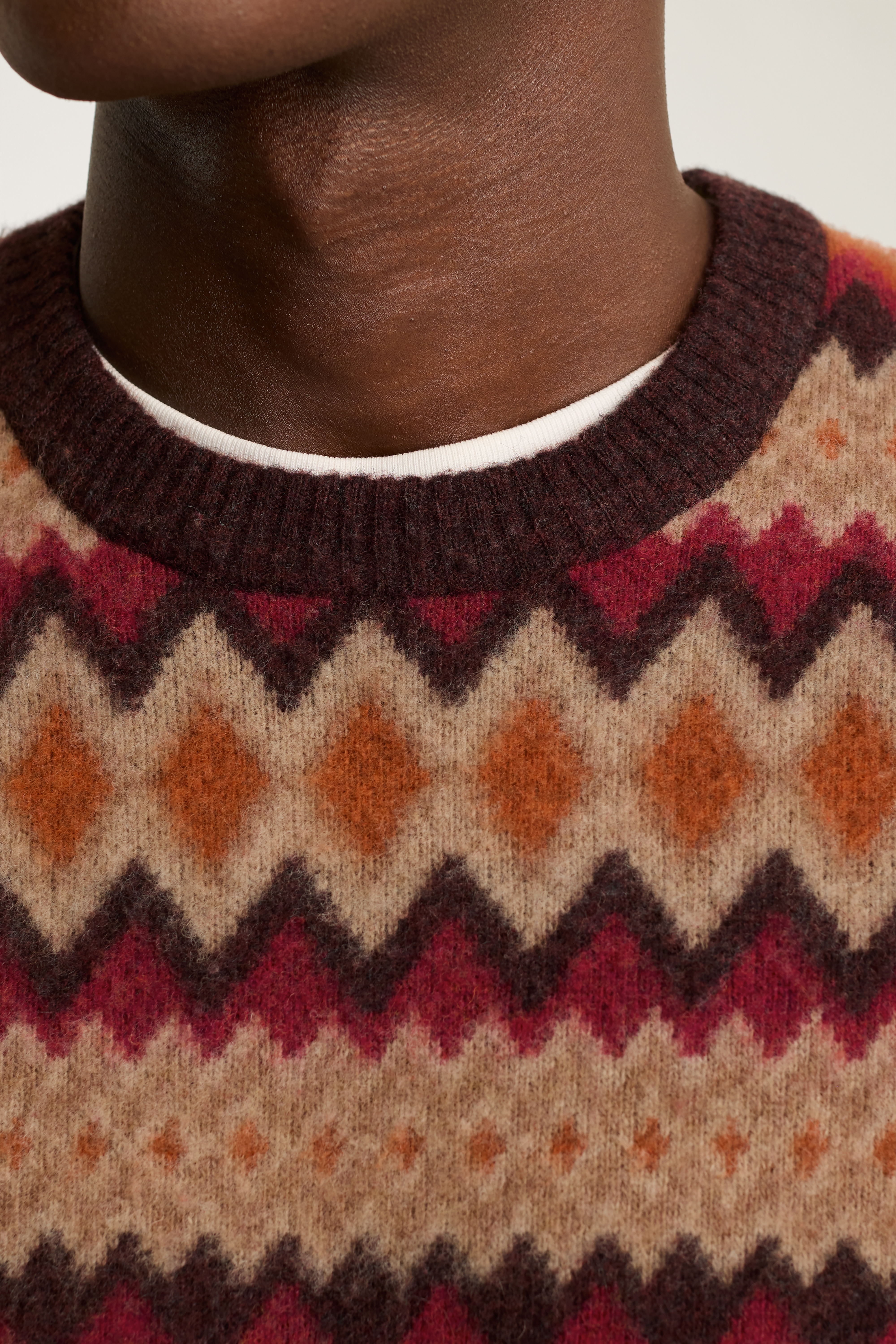 Argyle Fair Isle Crew Neck Sweater