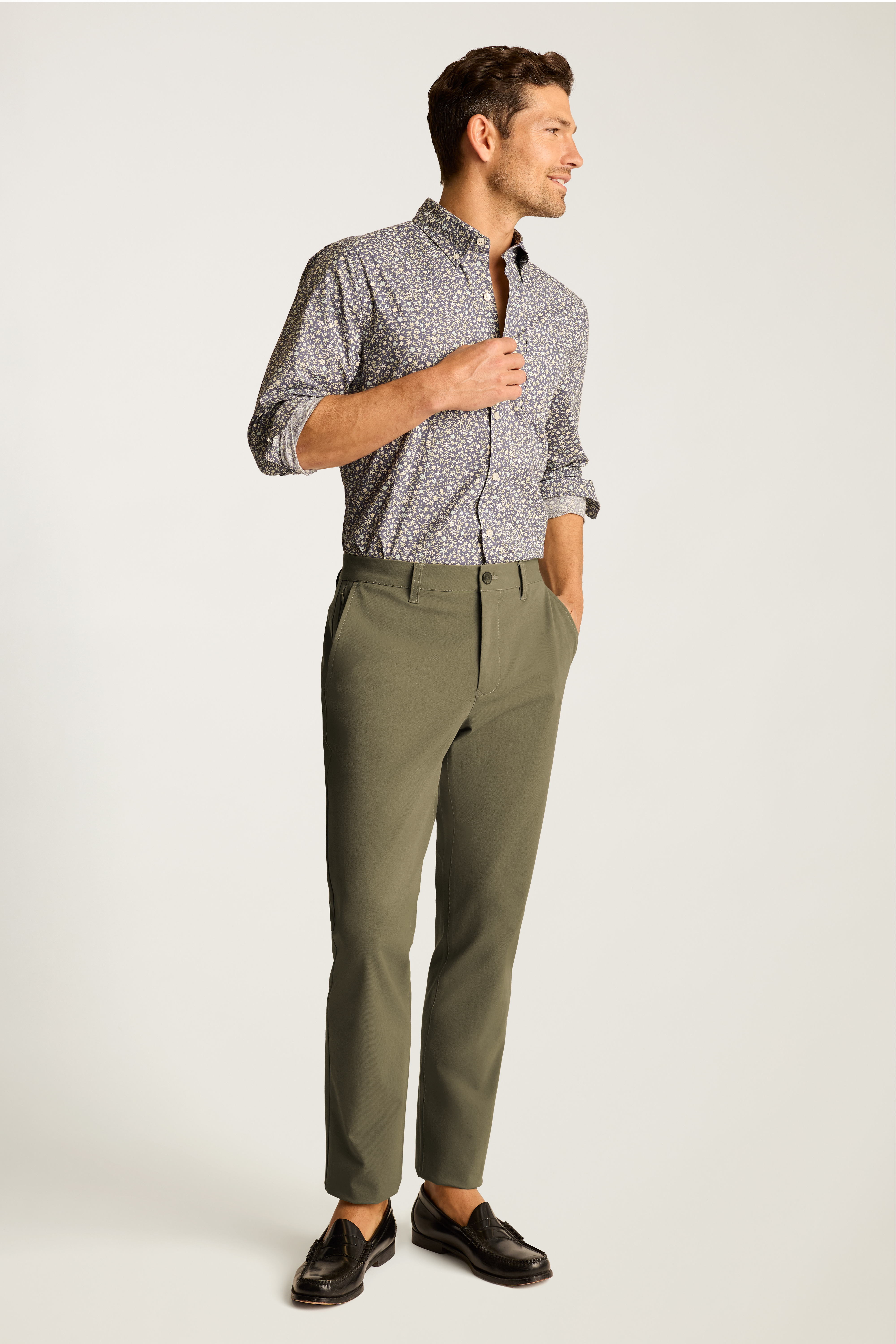 Pantalon Bonobos 100% Coton - Imprimé Feuilles Vertes, Taille 28x28, Coupe Straight