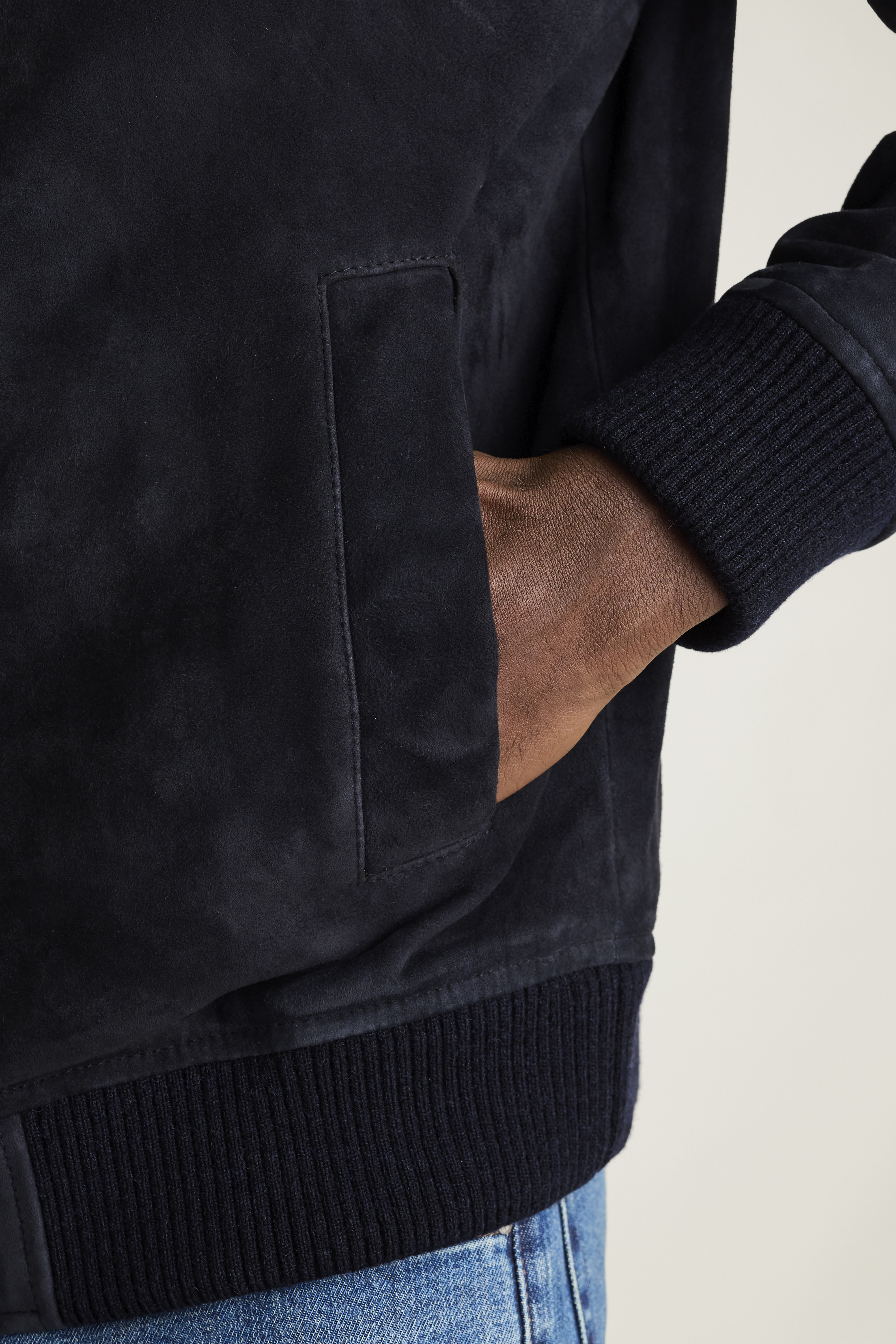 Noel Suede Leather Bomber Jacket Pinecone