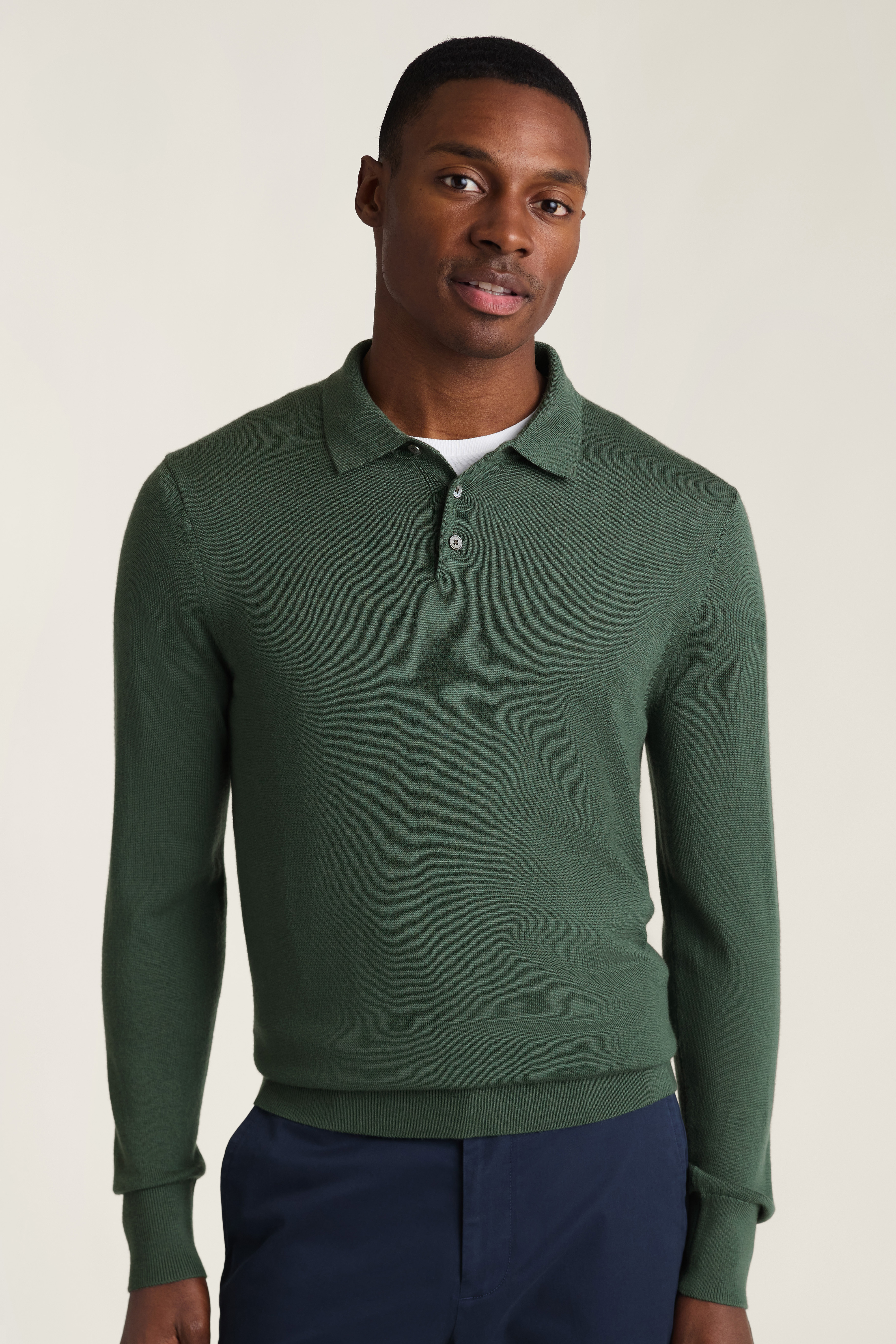 Merino Long Sleeve Sweater Polo