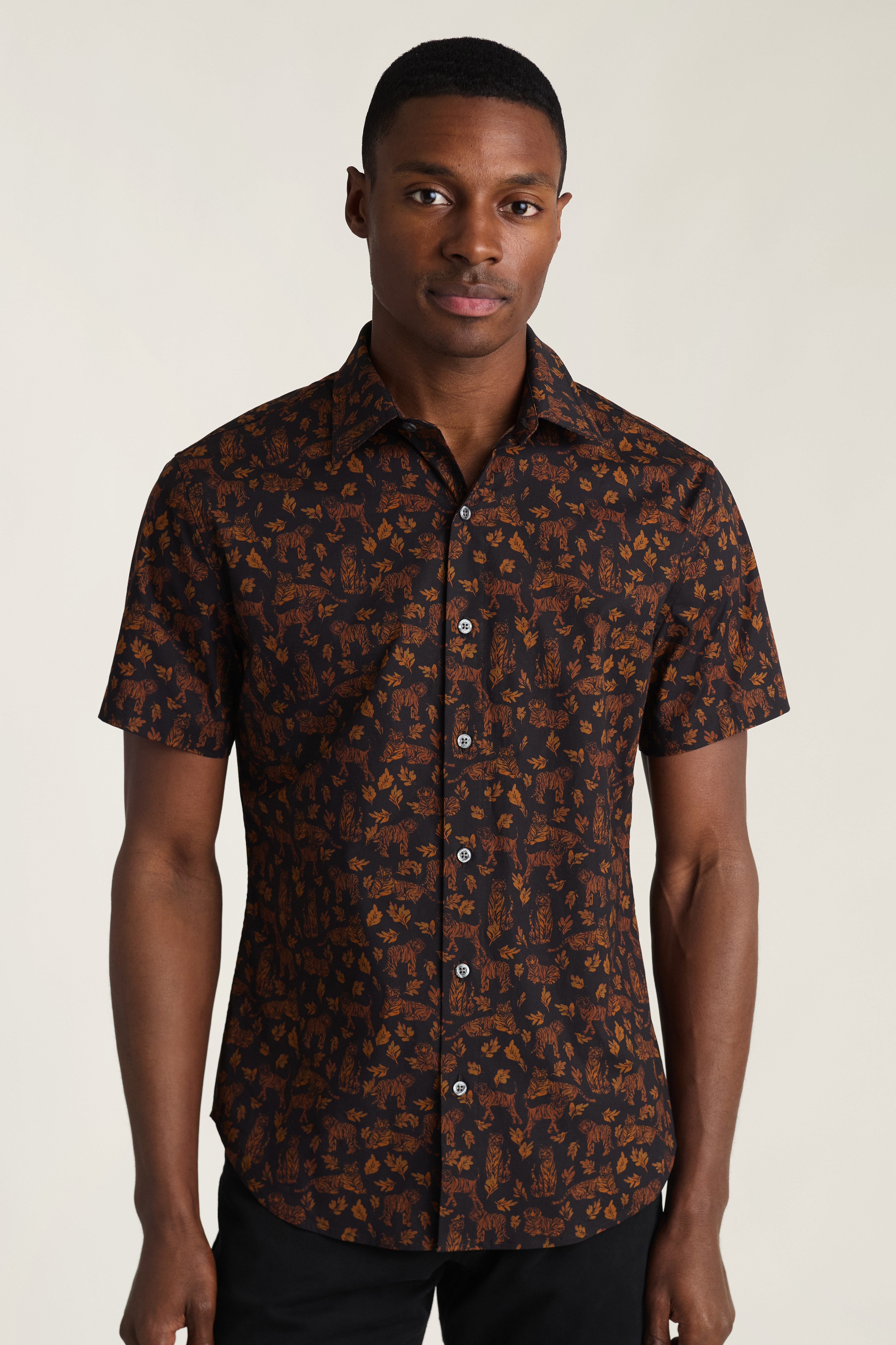 Riviera Short Sleeve Shirt - Black Rust Tigers