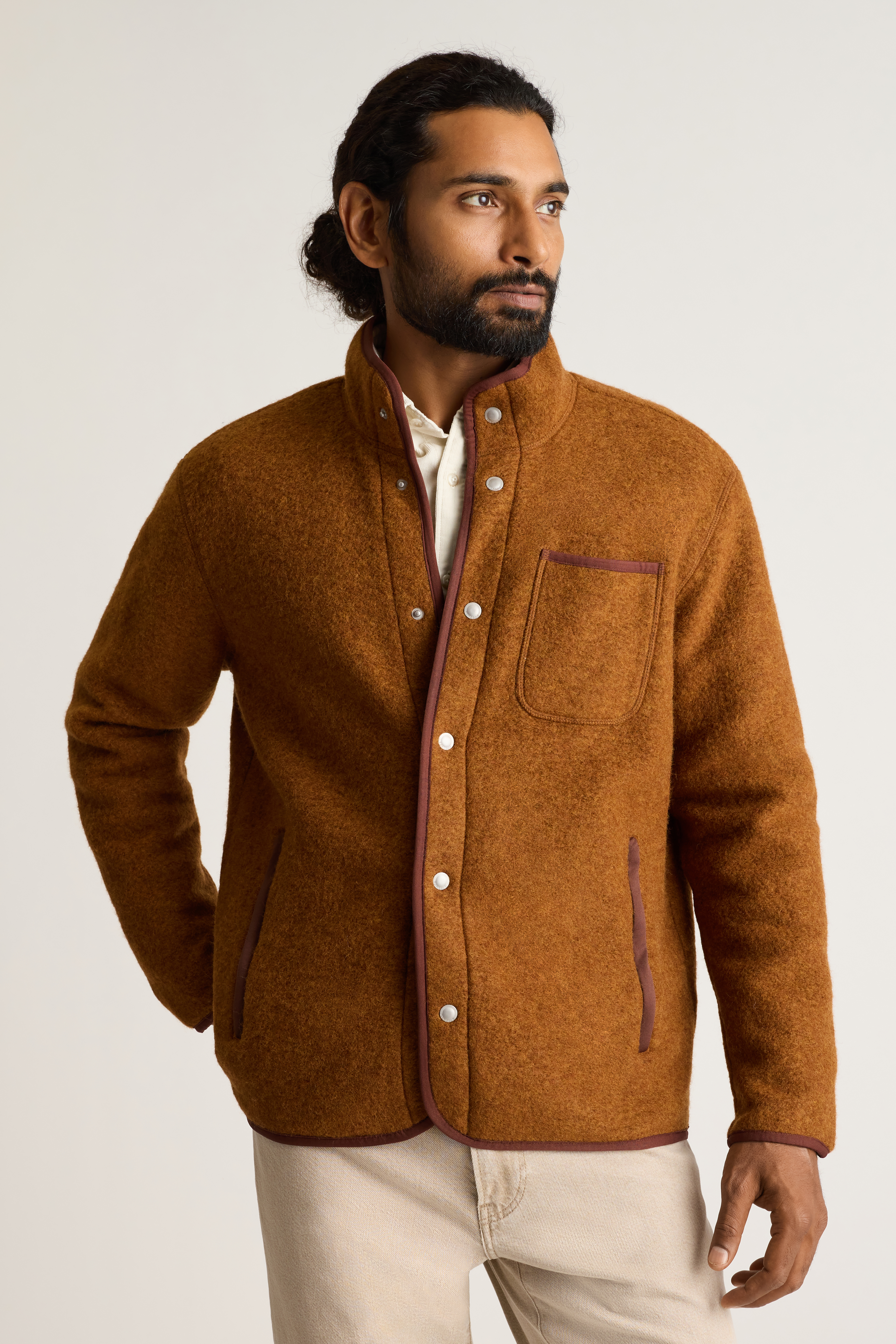 Italian Wool Fleece Jacket - Rust