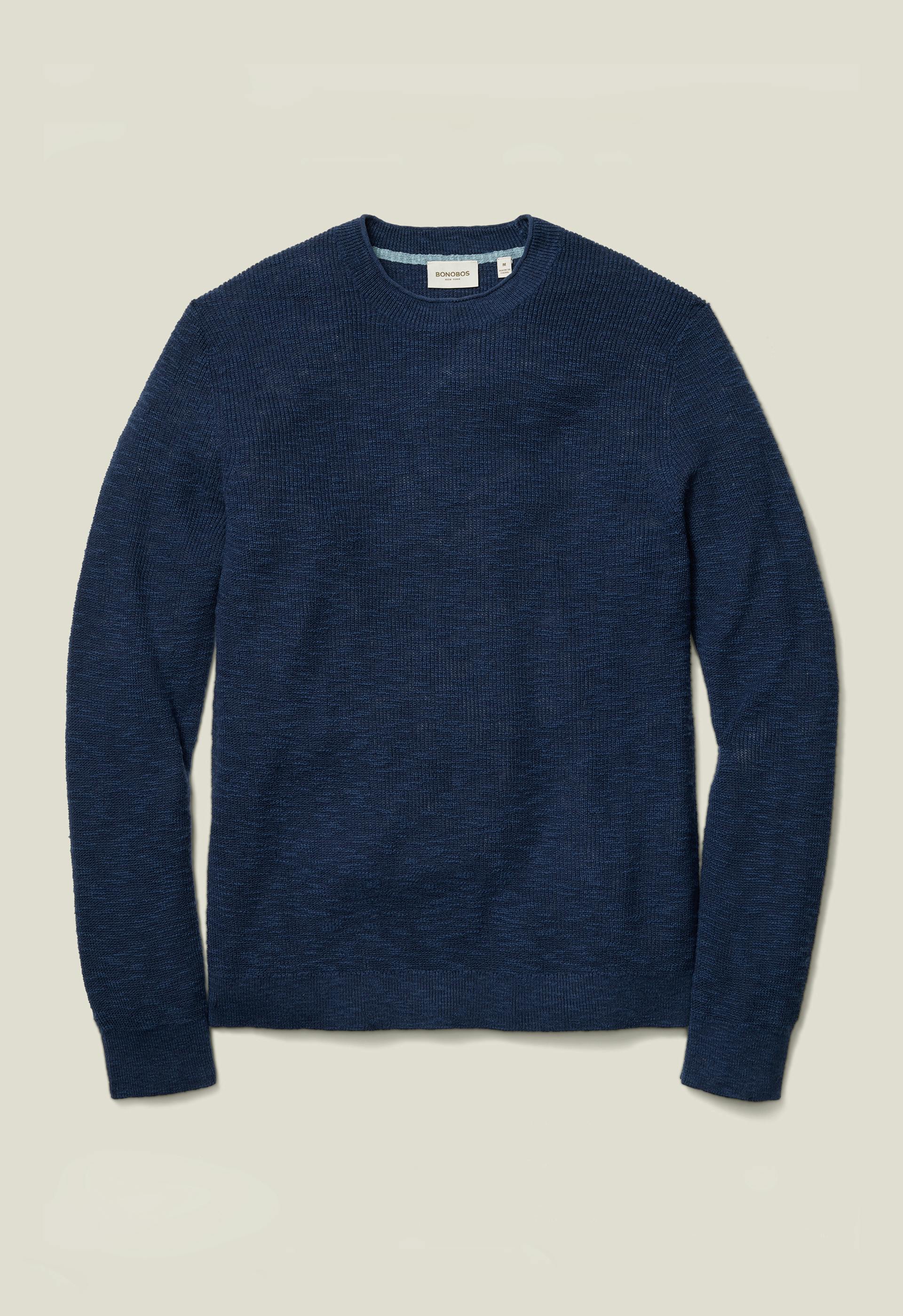 Linen Cotton Roll Neck Sweater