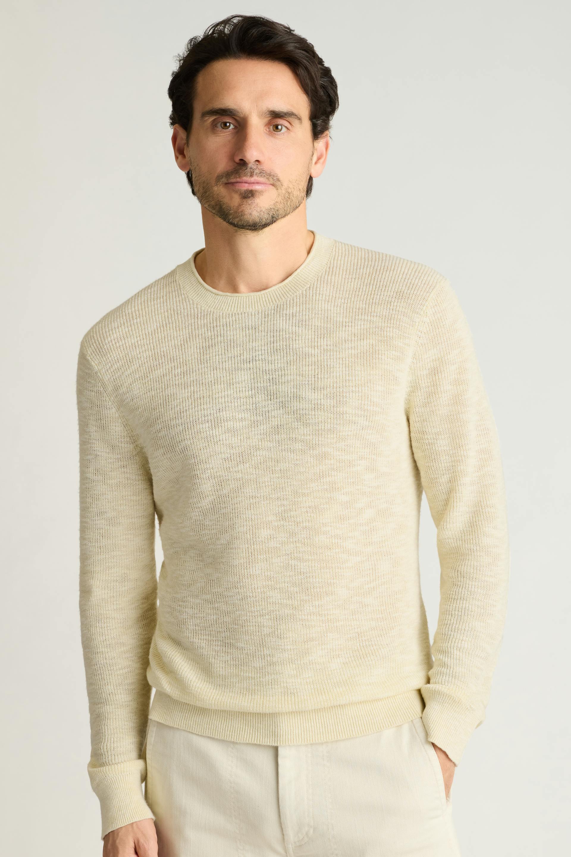 Linen Cotton Roll Neck Sweater
