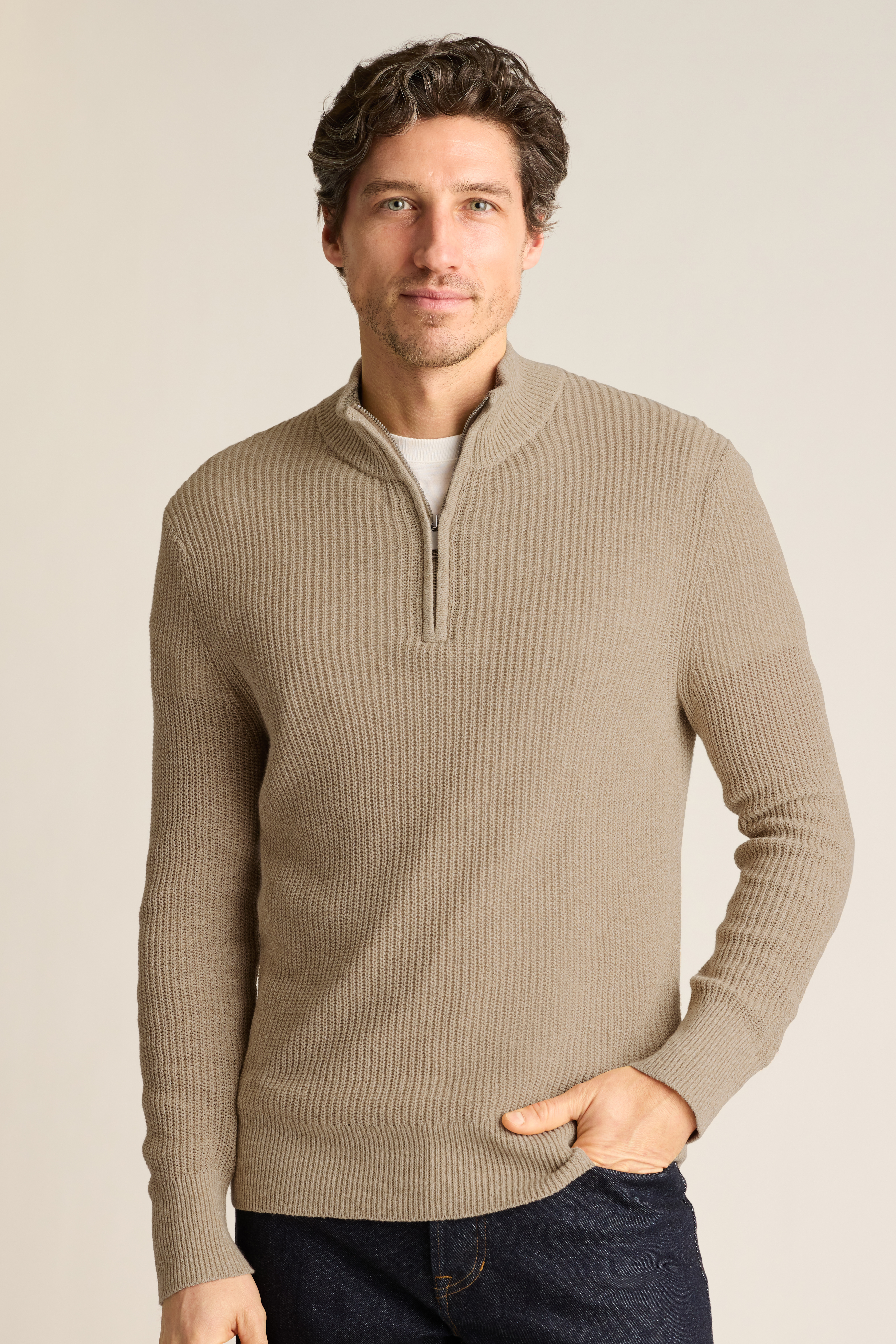 Italian Linen Cotton Quarter Zip