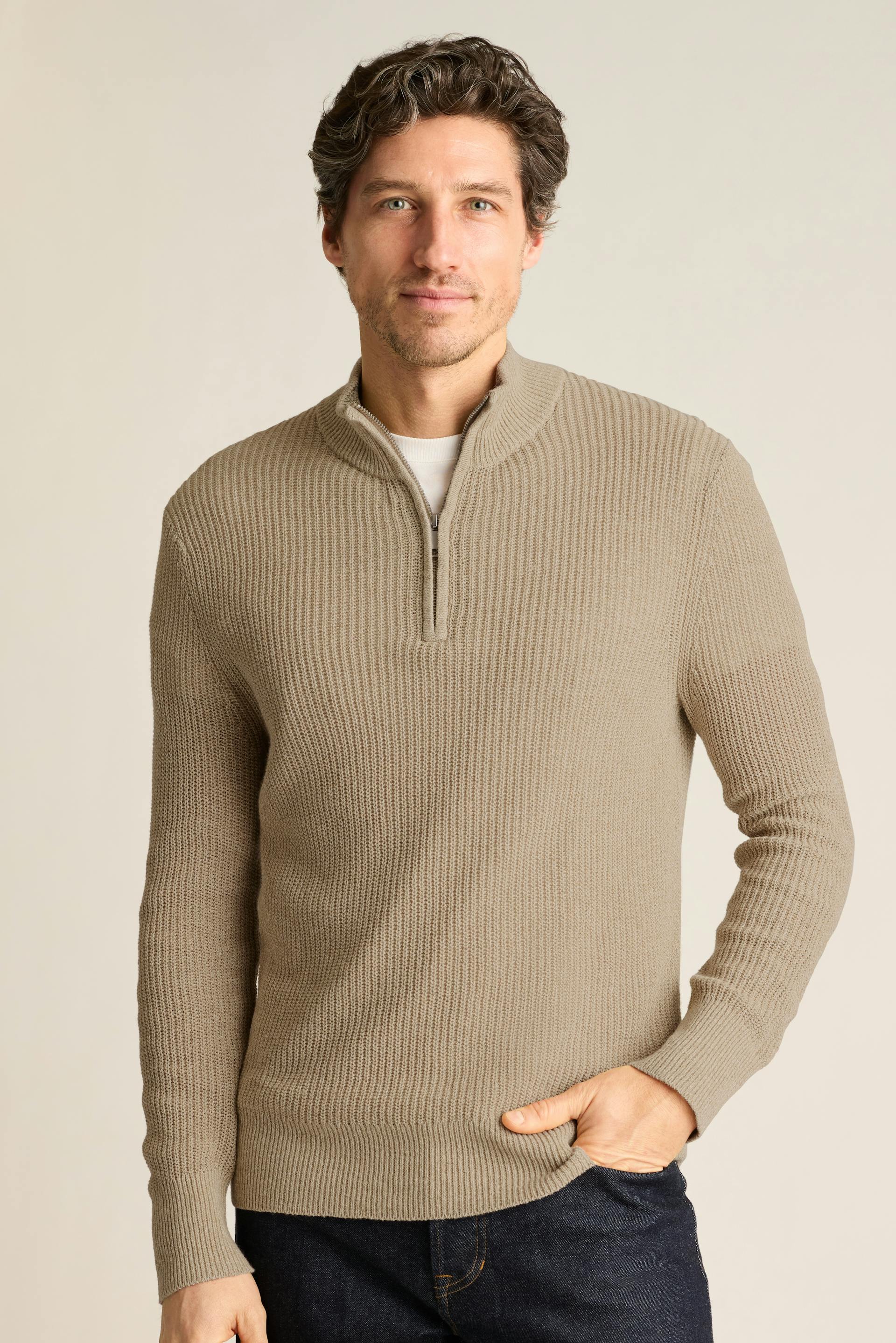 Italian Linen Cotton Quarter Zip